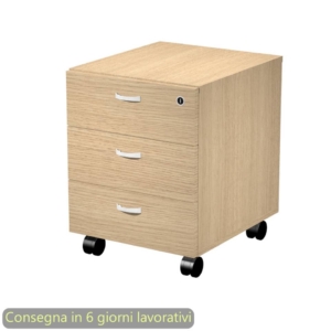 Cassettiera 3 cassetti su ruote 41,5x49,5xh.57,6 cm montata Blade Artexport Rovere - 40019/C