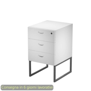 Cassettiera alta 3 cassetti Artexport Blade Bianca - supporto metallo Antracite - 41,5x50xh.72,2 cm - Montata