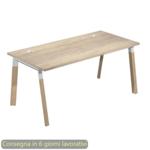Scrivania Rovere canadese gamba inclinata legno-metallo Bianco Artexport piano Rovere canadese