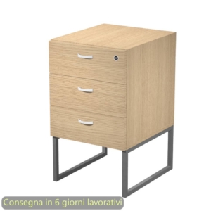 Cassettiera alta 3 cassetti Artexport Blade Rovere - supporto metallo Antracite - 41,5x50xh.72,2 cm - Montata