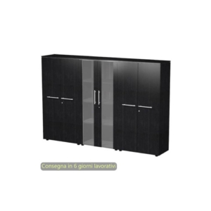 Composizione 3 armadi medi con ante 162,8x43xh.158,2 cm Flora Artexport Nero venato frassino - 937T-73x2-74/8