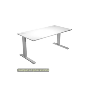 Scrivania piano Bianco 180x80xh.73 cm gamba ad L in metallo Grigio alluminio linea Flex Artexport - URB/T-180/3