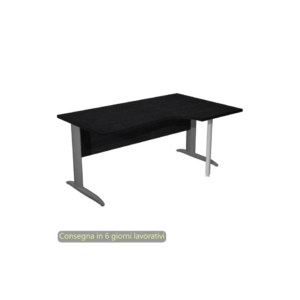 Scrivania angolare destra Nero venato frassino 160x60/80/100xh.72 cm gamba ad L metallo Antracite Presto Compact - 008K211/8/AF