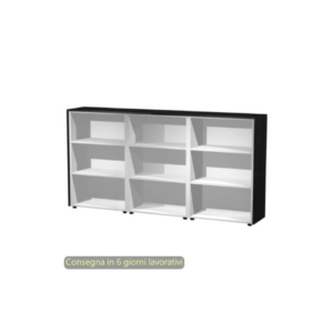 Composizione tre mobili medi a giorno 242,8x43xh.119,8 cm Flora Artexport Nero venato frassino - 935T/8