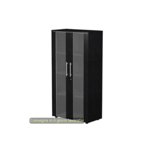 Armadio medio con ante vetro/melaminico 82,8x43xh.158,2 cm Flora Artexport Nero venato frassino - 937-74/8