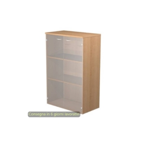 Mobile medio con ante in vetro satinato 80x35xh.120 cm 2 ripiani Presto Artexport Faggio - 035-69G/6