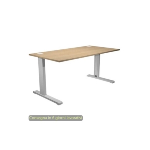Scrivania piano Rovere 180x80xh.73 cm gamba ad L in metallo Grigio alluminio linea Flex Artexport - URB/T-180/C