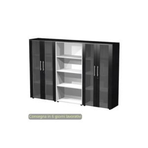 Composizione tre mobili medi con 4 ante 162,8x43xh.158,2 cm Flora Artexport Nero venato frassino - 937T-74x2/8