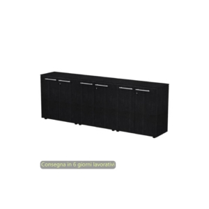 Composizione tre armadi bassi con 6 ante melaminico 242,8x43xh.81,4 cm Flora Artexport Nero venato frassino