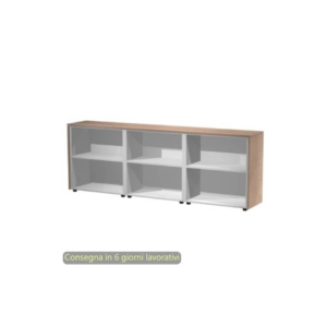Composizione tre armadi bassi a giorno 242,8x43xh.81,4 cm Flora Artexport Noce arabis - 930T/K