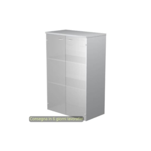 Mobile medio con ante in vetro satinato 80x35xh.120 cm 2 ripiani Presto Artexport Grigia - 035-69G/9
