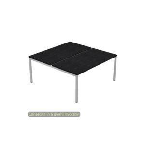 Scrivania bench doppia piano Nero venato frassino 120x164xh.72,5 cm gamba a ponte metallo Grigio Presto Venere Plus 664B-NOPAR/4