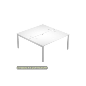 Scrivania bench doppia piano Bianco 180x168xh.72,5 cm gamba a ponte metallo Bianco Bridge Artexport - BENCH18/3-AM
