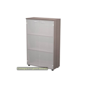 Mobile medio con ante in vetro satinato 80x35xh.120 cm 2 ripiani Presto Artexport Frassino toscano - 035-69G/F