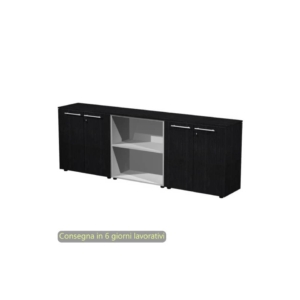 Composizione tre armadi bassi con 4 ante legno 242,8x43xh.81,4 cm Flora Artexport Nero venato frassino - 930T-67x2/8