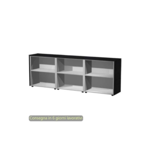 Composizione tre armadi bassi a giorno 242,8x43xh.81,4 cm Flora Artexport Nero venato frassino - 930T/8