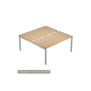 Scrivania bench doppia piano Rovere 140x168xh.72,5 cm gamba a ponte metallo Bianco Bridge Artexport - BENCH14/C-AM