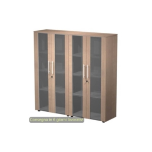 Coppia armadi medi con ante vetro/melaminico 162,8x43xh.158,2 cm Flora Artexport Noce arabis