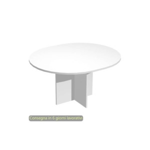 Tavolo riunione ovale gambe a croce 140x120xh.73 cm Flex Artexport piano Bianco - PLDL+PRPC/3