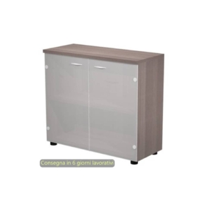 Mobile basso con ante in vetro satinato 80x35xh.72 cm Presto Artexport Frassino toscano - 030-67G/F