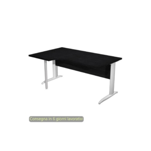 Scrivania angolare sinistra Nero venato frassino 160x60/80/100xh.72 cm gamba a L metallo Grigio - Presto Compact- 009K211/8/AA