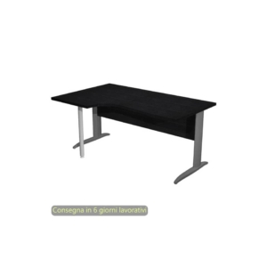 Scrivania angolare sinistra Nero venato frassino 160x60/80/100xh.72 cm gamba a L metallo Antracite - Presto Compact 009K211/8/AF