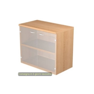 Mobile basso con ante in vetro satinato 80x35xh.72 cm Presto Artexport Faggio 030-67G/6