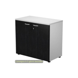 Mobile basso con serratura Presto 80x44xh.72 cm - struttura Grigia Artexport ante Nere - 530-67M/8