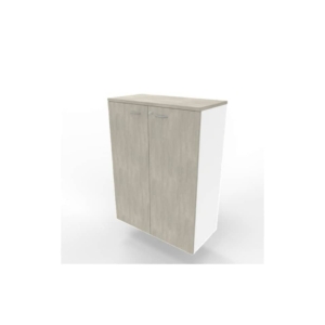 Armadio medio con ante battenti cemento scocca Bianca 90x45xh.123,2 cm linea Practika Quadrifoglio - ECEM90M-CL-BA-CL