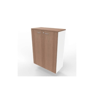 Armadio medio con ante Noce canaletto scocca Bianca 90x45xh.123,2 cm linea Practika Quadrifoglio - ECEM90M-NO-BA-NO