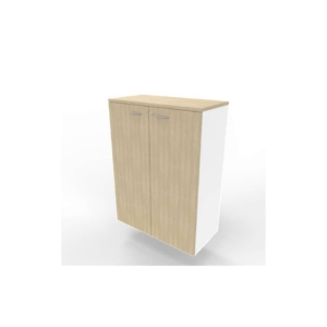 Armadio medio con ante battenti Rovere scocca Bianca 90x45xh.123,2 cm linea Practika Quadrifoglio - ECEM90M-RK-BA-RK