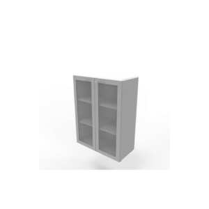 Armadio medio ante vetro telaio MDF - top Bianco scocca Argento 90x45xh.123,2 cm Practika Quadrifoglio - ECEM90T-BA-AA-V3