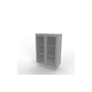 Armadio medio ante vetro telaio MDF - top cemento scocca Argento 90x45xh.123,2 cm Practika Quadrifoglio - ECEM90T-CL-AA-V3