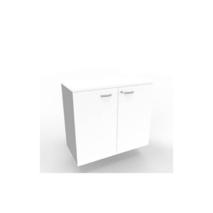 Armadio basso con ante battenti Bianche scocca Argento 90x45xh.81,5 cm linea Practika Quadrifoglio - ECEB90B-BA-AA-BA