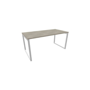 Scrivania piano cemento 160x80xh.75 cm gamba ad anello in acciaio Argento linea Practika P2 Quadrifoglio - ECSAT160-CL-A