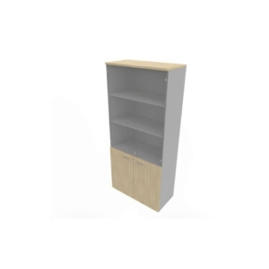 Armadio alto con ante basse Rovere e alte in vetro scocca Argento 90x45xh.200 cm Practika - ECE490V-RK-AA-GE