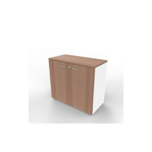 Armadio basso con ante Noce canaletto scocca Bianca 90x45xh.81,5 cm linea Practika Quadrifoglio - ECEB90B-NO-BA-NO