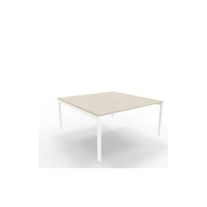 Bench piano cemento 160x160xh.75 cm gamba a ponte in acciaio Bianco linea Practika P3 Quadrifoglio - ECBEC16-CL-I