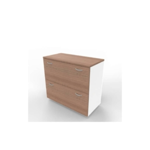 Armadio basso Noce canaletto con scocca Bianca 90x45xh.81,5 cm con due classificatori estraibili Practika