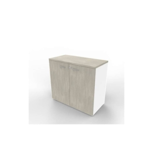 Armadio basso con ante battenti cemento scocca Bianca 90x45xh.81,5 cm linea Practika Quadrifoglio - ECEB90B-CL-BA-CL