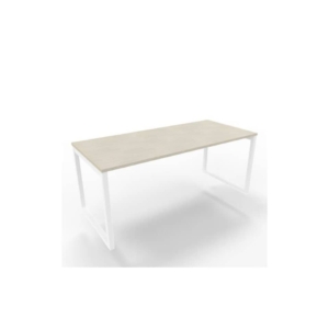 Scrivania piano cemento 180x80xh.75 cm gamba ad anello in acciaio Bianco linea Practika P2 Quadrifoglio - ECSAT180-CL-I