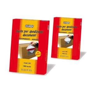 Buste portadocumenti adesive portadocumenti per spedizioni Markin con dicitura Markin - C5 235x175 mm - Y335C5 (conf.100)
