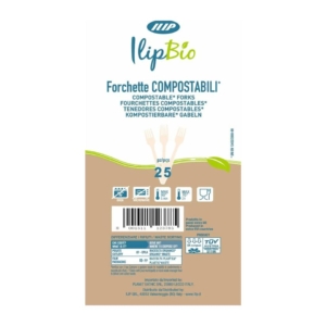 Forchette in PLA BIO 3,5 g - 160 mm IlipBio bianche - 81081 (conf.25)