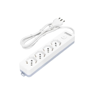 Multipresa con interruttore 16A - cavo 1,5 m - Bianco e Grigio Aigostar a 4 vie P40 - 281755