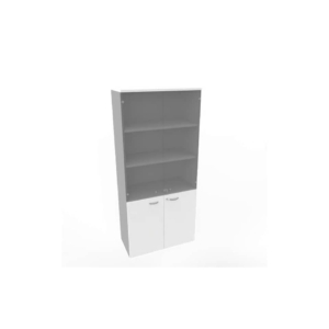 Armadio alto con ante basse bianche e alte in vetro scocca trama antracite 90x45xH.200 cm - ECE490V-BA-TA-GE