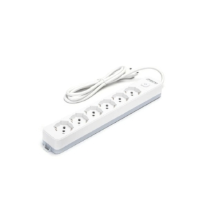 Multipresa con interruttore 16A - cavo 1,5 m - Bianco e Grigio Aigostar a 6 vie P40 - 281816