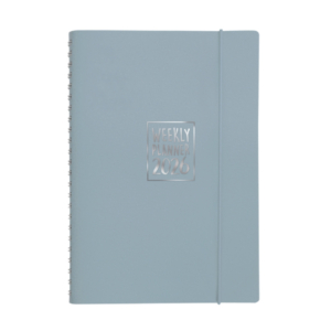 Agenda settimanale Biembi 2026 Grigio spiralata con copertina in cuoio rigenerato 9x14 cm - BNZ202C12-G