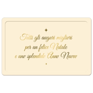Biglietti augurali natalizi 9x14 cm - Biembi a vassoio a due ante - Beige scritta Oro - BBE202C71 (conf.6)