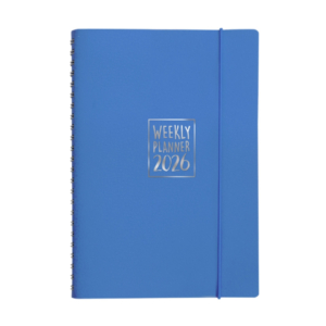 Agenda settimanale Biembi 2026 Blu spiralata con copertina in cuoio rigenerato 15x21 cm - BNZ202C11-B