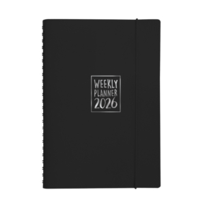 Agenda settimanale Biembi 2026 Nero spiralata con copertina in cuoio rigenerato 9x14 cm - BNZ202C12-N